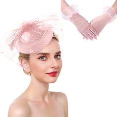 PRICES MAY VARY. What You Get: One Fascinator Hat, One Pair of Gloves, a complete and exquisite party decor color match set, One Size Fit Most women and girls. Elegant Design: Vintage style fascinator hat with clips and headband for convenient use, mesh veil and feather decor make your hat more charming. 2 Type of Gloves: Lace floral gloves with touch screen function, fingerless satin gloves also make your hand feel free, both of them enable you to use smartphone and other handheld devices. Wide Fitted Winter Evening Fascinator, Winter Evening Fascinator, Fitted Winter Fascinator For Party, Winter Party Fitted Fascinator, Winter Party Fascinator, Fitted Winter Wedding Fascinator, Winter Wedding Fitted Fascinator, Elegant Winter Fascinator For Party, Winter Church Fitted Fascinator