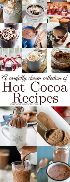 a collage of various hot cocoa recipes