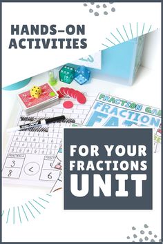 the hands - on activities for your fractions unit is shown with text overlay