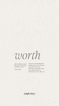 the word worth is written in black ink