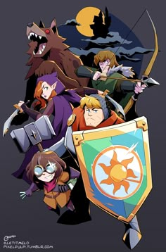 an image of some cartoon characters with swords