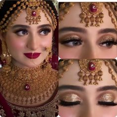 Pakistani Bridal Eye Makeup Barat, Barat Bride Makeup, Baraat Bridal Makeup, Pakistani Bridal Jewelry Gold, Dulhan Jewellery Set, Bridal Makeup Looks Pakistani, Barat Makeup, Pakistani Bridal Jewelry Sets Brides, Barat Makeup Look