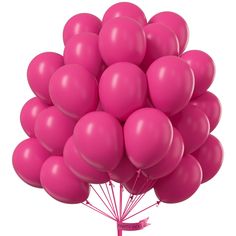 a bunch of pink balloons on a white background