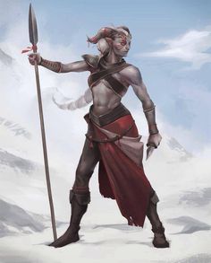 Female qunari Art Demon, Monster Characters, Female Fighter