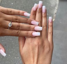 White Nail Designs, Pink Acrylics, Acrylic Nails Coffin Pink, Acrylic Nails Coffin, Classy Nails, Pretty Acrylic Nails, Long Acrylic Nails, Coffin Nails, White Nails