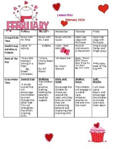 a valentine's day calendar with hearts and cupcakes on the side,