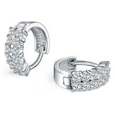 Sparkling Brilliant Cut 3.60 Ct Diamonds Hoop Earrings White Gold 14K | HarryChadEnt.com Diamond Earring Jackets, Shiny Earrings, Sterling Silver Jewelry Earrings, Inlaid Jewelry, Diamond Earrings Design, Earring Jackets, Diamond Earring, Buying Diamonds, Sterling Silver Hoop Earrings