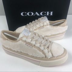 Coach Sneakers Citysole Shearling Sneakers Leather And Shearling Upper Fabric Lined Coach Branding Lace Up Profile Platform Designabout 1.5” Signature C Branded Midsole In Front Cushioned Footbed Brand New In Box Coach Says It Can Run 1/2 Size Big Pricing Is Fair And Quite Firm . Please Let Us Know If You Have Any Questions. Cream Low-top Winter Sneakers, Coach Beige Sneakers With Round Toe, Coach Beige Round Toe Sneakers, Coach Pink Low-top Sneakers, Pink Low-top Coach Sneakers, Embroidery Sneakers, Coach Tennis Shoes, Coach Branding, Black High Top Sneakers