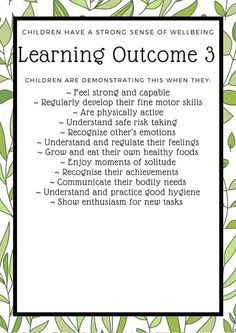 a poster with the words learning outomee 3 in front of leaves and branches