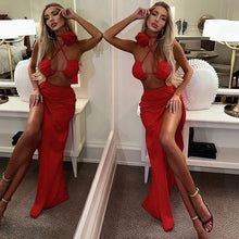 Red Beach Outfits – Fashionsarah.com Two Piece Sets Outfits, Split Long Dress, Bandage Skirt, Lace Wrap, Suit Women, Split Maxi Dress, Women Halter, Party Skirt, Two Piece Dress