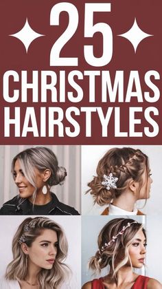 #WinterHairstyles #ColdWeatherCuts #SnowySeasonStyles #FrostyFringe #CozyCurls #HolidayHairdos #ChillyChic #IcyInspiration #WinterWonderHair #FiresideFaves #SweaterWeatherStrands #FrostyFauxHawk #SnowflakeStrands #WinterWaves #FrozenFringe #BlizzardBraids #PolarVortexPonytail Easy Elegant Hairstyles, Hairstyles For Christmas, Festive Hairstyles, Christmas Banquet, Christmas Hairstyle, Winter Hair Trends, Diy Updo, Try On Hairstyles