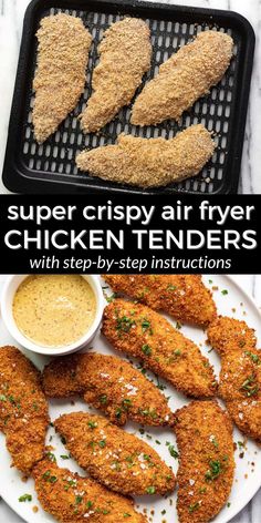 chicken tenders with step by step instructions on how to cook them in the air fryer