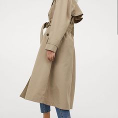 ** This Has Never Been Worn. Brand New With Tags. By The Time I Finally Opened The Package I Was Already Past My 30 Day Return Window And The Jacket Is Gorgeous, But Simply Too Large For Me. Oversized Trenchcoat H&M In Stock Size Xl-Xxl Conscious Oversized, Double-Breasted Trenchcoat In A Recycled Polyester Weave Coloured By We Are Spindye With A Wide Collar And Wide Lapels. Buttoned Shoulder Tabs, Voluminous Raglan Sleeves With An Adjustable Tab At The Cuffs, A Wide, Detachable Tie Belt At The Chic Beige H&m Outerwear, Chic Oversized H&m Outerwear, H&m Oversized Outerwear For Fall, H&m Beige Outerwear For Spring, H&m Relaxed Fit Outerwear For Fall, Oversized H&m Outerwear For Work, H&m Cotton Outerwear For Work, Pink Suede Jacket, Yellow Rain Jacket