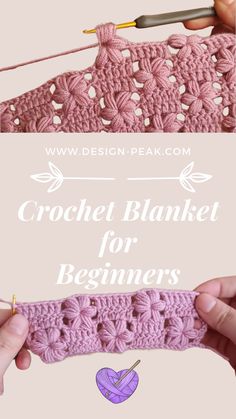 crochet blanket for beginners with text overlay