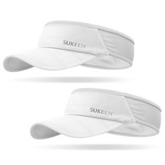 two white visor hats with the word suken written on them, both side by side