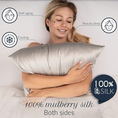 100% That Featuring 2 sides of 100% mulberry silk weighing 19 momme, this luxurious 20" x 30" satin pillowcase ensures a restful night's sleep with unmatched comfort compared to pillowcases standard pillow Incredibly soft pillowcase is smooth to the touch, this 20" x 30" silk pillowcase reduces hair loss and makes it easier to detangle curly hair in the morning by limiting excessive friction during styling night The natural proteins and amino acids in mulberry silk have an anti-aging effect on t Detangle Curly Hair, Hampers Ideas, Pillows Bedroom, Pillows Bed, Erase Wrinkles, Bedroom White, Satin Pillow