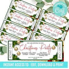 printable christmas party ticket template