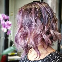 colored wavy bob hairstyle - pastel purple bob haircut with shades Short Balayage, Dyed Hair Pastel, Guy Tang, Wavy Bob Hairstyles, Hair Color Pastel, Super Hair, Hair Color Purple, Balayage Brunette