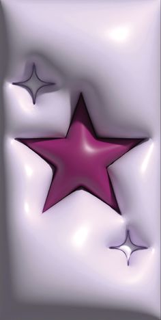 an abstract image of a pink star in the middle of a white square with two smaller stars on it