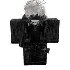 a black and white photo of a doll with fur on it's head, in front of a white background