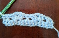 the crochet stitch is being worked on