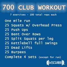 a blue poster with the words 700 club workout