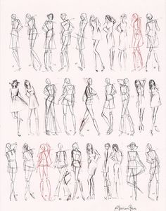 a drawing of different poses and body shapes for the woman in this figure model sheet