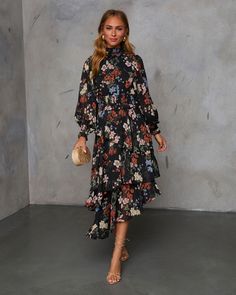 Flower Market Floral Print Midi Dress The Flower Market, Western Wear Dresses, Church Attire, Church Fashion, Floral Print Midi Dress, Print Midi Dress, Guest Dress, Dresses By Length, Satin Slip