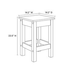 the side table is shown with measurements