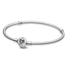 New Gift A Symbol Of Your Love With The Pandora Moments Heart Infinity Clasp Snake Chain Bracelet. Hand-Finished In Sterling Silver, This Design Includes A Round Flat Clasp And Our Popular Snake Chain. An Openwork Heart With An Entwined Infinity Symbol And The Engraving “Love Forever” Feature On The Front, With A Raised Heart And Infinity Motif On The Back. This Bracelet Includes Threaders And Stoppers To Keep Much-Loved Charms In Place. Pandora Forever Love Bracelet, Sterling Silver Infinity Bracelet For Valentine's Day, Pandora Moments Heart Clasp Snake Chain Bracelet, Valentine's Day Sterling Silver Infinity Bracelet, Elegant Adjustable Nickel-free Heart Bracelet, Heart And Infinity, Adjustable Nickel-free Silver Heart Bracelet, Infinity Charm Bracelet, Pandora Rose Gold