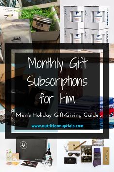 gifts for men with the words, month gift suggestions for him on top of them