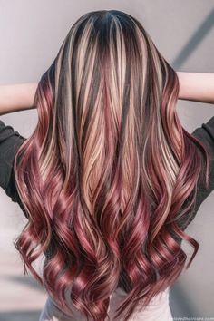 Blond With Color Highlights, Red Hair Dye Ideas For Blondes, Blonde And Lowlights, Dark Brown Hair With Blonde Highlights, Long Sleek Hair, Sleek Short Hair, Blonde Hair With Lowlights, Hair Dye Removal, Hair With Lowlights