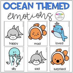 ocean themed emotions worksheet for kids to practice their language and writing skills with pictures