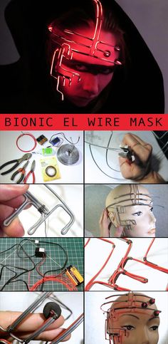 Futuristic Accessories, Traditional Masks, Wire Mask, Costume Tutorial, El Wire, Cosplay Tutorial