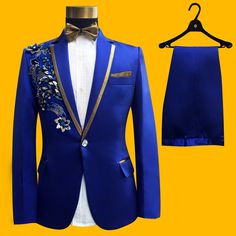 Can you dig it! Men's Blue England Style Skinny Single-Breasted Wedding Two-Piece Suit #getyoursexyon #styleiseverything #imtoosexy #Ialwayslooksexy #headturner Royal Fitted Blazer For Party, Fitted Sets With Suit Collar For Ceremony, Fitted Royal Blue Tuxedo Suit, Royal Blue Notch Lapel Suit For Wedding, Tailored Royal Blue Party Sets, Royal Blue Tailored Party Sets, Fitted Satin Blazer For Weddings, Elegant Fitted Sets For Banquets, Tailored Royal Blue Suit For Wedding