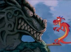 the dragon and the stone lion from disney's animated movie