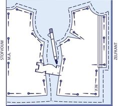 a blue and white drawing of an open door with a pencil in it's mouth