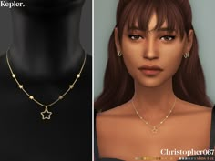 the necklace is made up of gold stars and has a star charm on it's neck