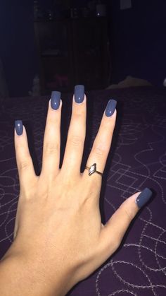 dark grey nails Nail Inspired, Grey Nails, Sns Nails, Square Nail Designs, Nails Colors, Nail Stuff, Gray Nails, Nail Ring, Blue Nail