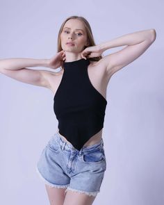 Hem Backless Top | Hem Backless Rib-knit Halter Top | GBS Trend Pants Romper, Shorts Dress, Dress Jeans, Denim Crop Top, Romper Jumpsuit, Jeans Jacket, Top Tank, Tank Top Camisole, Cami Tanks