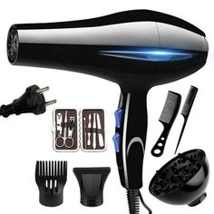 Hair Dryer 2200W Professional Powerful Hair Dryer Fast Heating Hot And Cold Adjustment Ionic Air Blow Dryer with Air Collecting Note: Only applies to the countries that the voltage is 220-240V, not for those voltage is 110-120V. Ship from China packed with air column bag,ship from Russian packed with box. This appliance should only used on human hair, can\\\'t used on synthetic hair or wigs. Please clean the wind inlet / outlet regularly to ensure a smooth ventilation. Please keep you hands dry when using it. Do not use this appliance near bathtub, shower, washbasin or other containers filled with water. It is recommended that adult supervision if this hair dryer is intended for use by children. Feature: 2 speed and 3 heat settings, let your hair drying and styling flexible. Besides, there Magic Hair Curlers, Blow Hair, Contour With Eyeshadow, Automatic Hair Curler, Hair Blow Dryer, Ionic Hair Dryer, Curling Iron Hairstyles, Professional Hair Dryer, Hair Dryer Brush