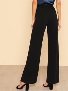 High Waist Straight Pants | EMERY ROSE Peg Pants, Drawstring Waist Pants, Plain Pants, Women Bottoms, Floral Print Pants, Spandex Pants, Striped Wide Leg Pants, Lace Pants, Business Pants