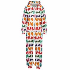 Ditch those basic PJs everyone and their grandma owns. Slide into our ultra-comfy Vintage Colorful Mitten Pattern Jumpsuit Adult Onesie PJs and make a statement!. This ain't your regular onesie: 📏 Exclusive Design: Made-to-order. You won't find this unique piece in stores or anywhere else online. 🌈 All-Inclusive Fit: Our jumpsuits are gender-neutral, unisex, and crafted for everyone. Celebrating all vibes! 🎅 Unmatched Holiday and Winter Vibes! ❄️ Ultimate Comfort Zone: Double-layer hood and t Casual Multicolor Printed Sleepwear, Casual White Jumpsuits And Rompers For Winter, Multicolor Cotton Long Sleeve Onesie, Multicolor Long Sleeve Cotton Onesie, Playful Multicolor Onesie For Loungewear, Winter Long Sleeve Multicolor Onesie, Casual Multicolor Jumpsuits And Rompers For Fall, Multicolor Long Sleeve Winter Onesie, Playful Multicolor Printed Onesie