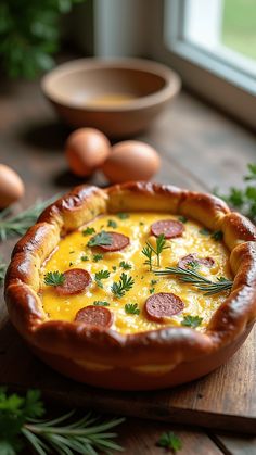 Breakfast Strata with Sausage and Eggs Sausage And Eggs, Breakfast Strata, Fluffy Eggs, Sausage And Egg, Hearty Breakfast