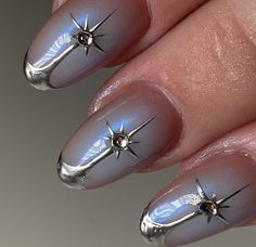 Gothic Nails, Silver Nail, Nails Desing, Silver Nails, Minimalist Nails, Dream Nails, Fire Nails, Funky Nails, Chic Nails