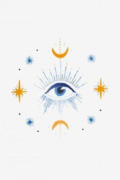 an all seeing eye surrounded by stars