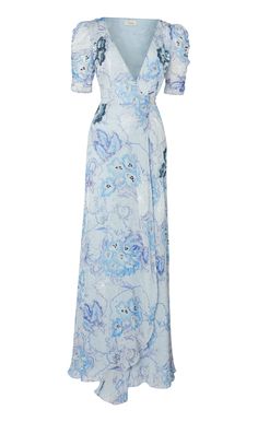 Chessie Print Wrap Dress - Cornflower | Dresses and Jumpsuits | Temperley London – Temperley London (INT) Elegant Maxi Wrap Dress For Garden Party, Summer Evening V-neck Mother Of The Bride Dress, Spring Evening Maxi Wrap Dress, Elegant Floral Print Maxi Wrap Dress, Floor-length Wrap Dress For Spring Evening, Elegant Floral Print Wrap Dress For Garden Party, Floor-length Evening Wrap Dress For Spring, Spring Evening Floor-length Wrap Dress, Spring Dress With Sequins And Surplice Neckline