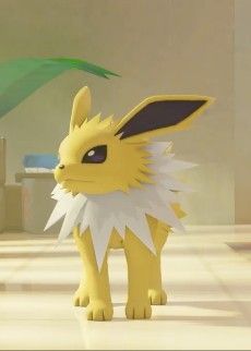 an animated image of a pikachu standing in the middle of a room