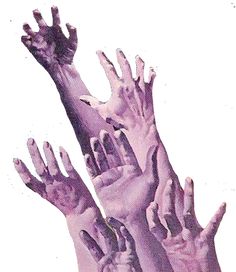 several hands reaching up into the air to reach something