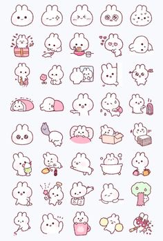 an assortment of stickers with different types of animals on them, all in pink and white